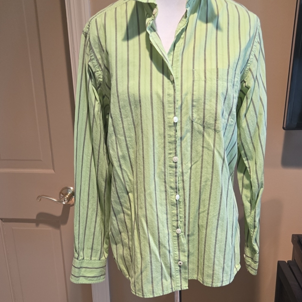 GAP Green Striped Button Down Shirt